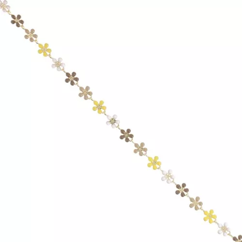 6mm Epoxy resin Flower chain - Yellow - Brown - Gold x50cm