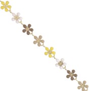 6mm Epoxy resin Flower chain - Yellow - Brown - Gold x50cm