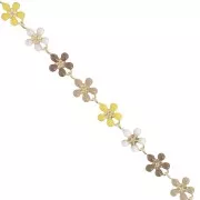 6mm Epoxy resin Flower chain - Yellow - Brown - Gold x50cm
