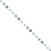 6mm Epoxy resin Flower chain - Blue - Black - Gold x 50cm|raw }}