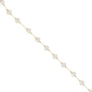 7mm Beaded chain - Irregular imitation freshwater pearls - Gold x50cm|raw }}
