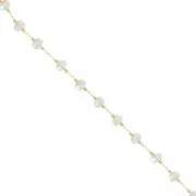 7mm Beaded chain - Irregular imitation freshwater pearls - Gold x50cm
