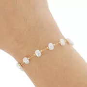 7mm Beaded chain - Irregular imitation freshwater pearls - Gold x50cm