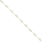 5mm Beaded chain - Irregular imitation freshwater pearls - Gold x50cm