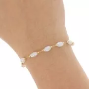 5mm Beaded chain - Irregular imitation freshwater pearls - Gold x50cm