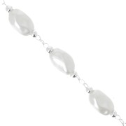 5mm Beaded chain - Irregular imitation freshwater pearls - Silver x50cm