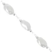5mm Beaded chain - Irregular imitation freshwater pearls - Silver x50cm