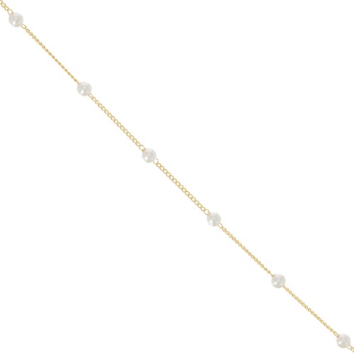 4mm beaded chain - imitation freshwater pearls - Gold x50cm