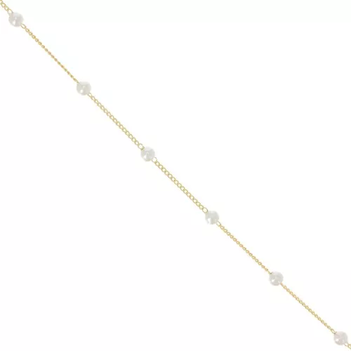 4mm beaded chain - imitation freshwater pearls - Gold x50cm