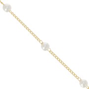 4mm beaded chain - imitation freshwater pearls - Gold x50cm