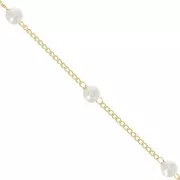 4mm beaded chain - imitation freshwater pearls - Gold x50cm