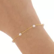 4mm beaded chain - imitation freshwater pearls - Gold x50cm