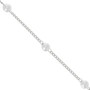 4mm beaded chain - imitation freshwater pearls - Silver x50cm