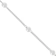 4mm beaded chain - imitation freshwater pearls - Silver x50cm