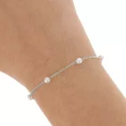 4mm beaded chain - imitation freshwater pearls - Silver x50cm