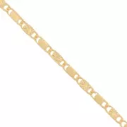 2.5mm Fancy navy chain with striated flowers - Gold Tone x50cm