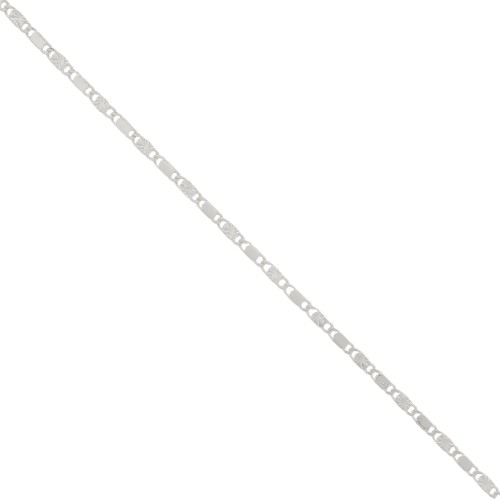 2.5mm Fancy navy chain with striated flowers - Silver Tone x50cm