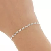 2.5mm Fancy navy chain with striated flowers - Silver Tone x50cm