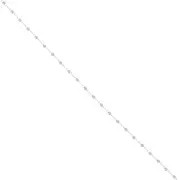 Cable Chain with 2mm round beads - Silver x50cm