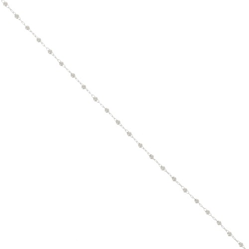 Cable Chain with 2mm round beads - Silver x50cm