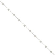 Cable Chain with 2mm round beads - Silver x50cm