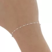 Cable Chain with 2mm round beads - Silver x50cm