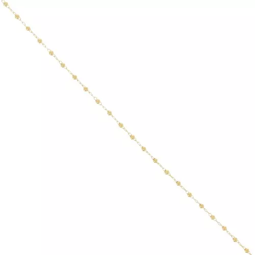 Cable Chain with 2mm round beads - Golden x50cm