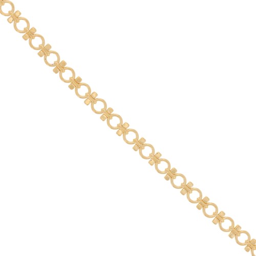 6.5mm Fancy mesh chain with round rings - Gold x20cm