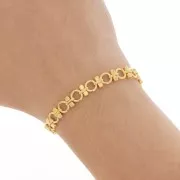 6.5mm Fancy mesh chain with round rings - Gold x20cm