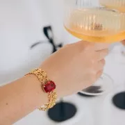 6.5mm Fancy mesh chain with round rings - Gold x20cm