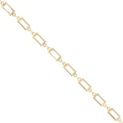 6mm acrylic faceted rectangle chain - Gold -Crystal x 50cm