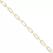 6mm acrylic faceted rectangle chain - Gold -Crystal x 50cm