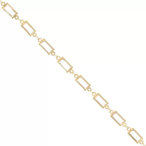 6mm acrylic faceted rectangle chain - Gold -Crystal x 50cm