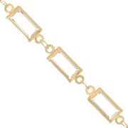 6mm acrylic faceted rectangle chain - Gold -Crystal x 50cm