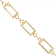 6mm acrylic faceted rectangle chain - Gold -Crystal x 50cm