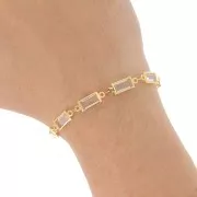 6mm acrylic faceted rectangle chain - Gold -Crystal x 50cm