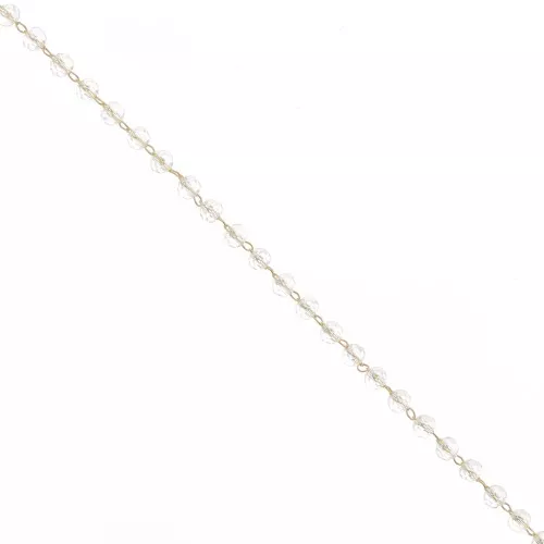 4mm Beaded chain of faceted glass beads - Gold - Crystal x 50cm
