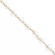 4mm Beaded chain of faceted glass beads - Gold - Crystal x 50cm