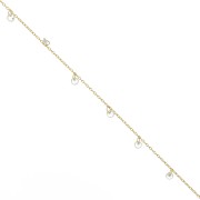 1.3mm cable chain with 4mm zirconium oxide pendants - Golden x 50cm