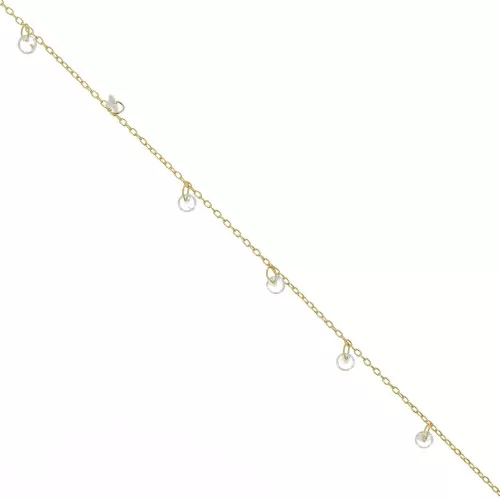 1.3mm cable chain with 4mm zirconium oxide pendants - Golden x 50cm