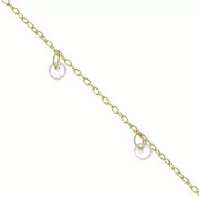 1.3mm cable chain with 4mm zirconium oxide pendants - Golden x 50cm