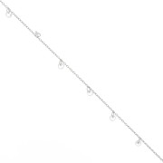 1.3mm cable chain with 4mm zirconium oxide pendants - Silver tone x 50cm|raw }}