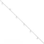 1.3mm cable chain with 4mm zirconium oxide pendants - Silver tone x 50cm
