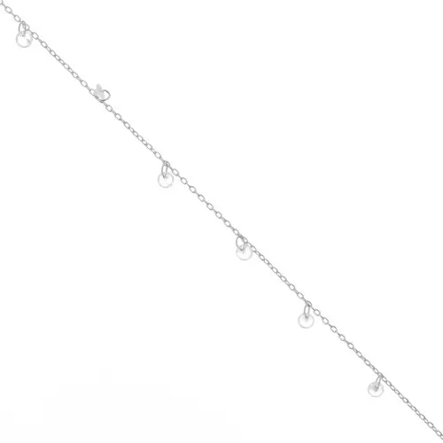 1.3mm cable chain with 4mm zirconium oxide pendants - Silver tone x 50cm