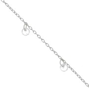 1.3mm cable chain with 4mm zirconium oxide pendants - Silver tone x 50cm