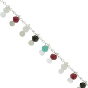 1.8mm rombo mesh beaded chain with 3.5mm faceted beads - Silver x 50cm