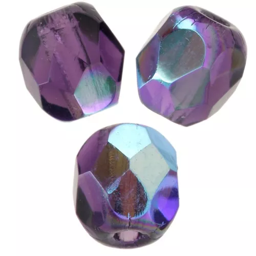 Fire Polished faceted round beads 4mm Tanzanite AB x50
