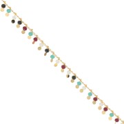 1.8mm rombo mesh beaded chain with 3.5mm faceted beads - Gold x 50cm|raw }}