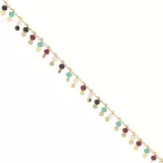 1.8mm rombo mesh beaded chain with 3.5mm faceted beads - Gold x 50cm