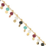 1.8mm rombo mesh beaded chain with 3.5mm faceted beads - Gold x 50cm